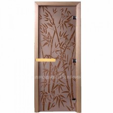 DoorWood Дверь для бани сатин "Бамбук, бабочки"