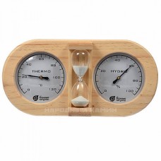 Термометр с гигрометром "Банная станция с часами"